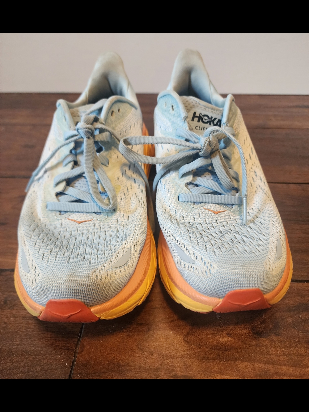 Hoka Clifton Lightweight Running Shoes Light Blue & Orange Sneakers Tennis Shoes